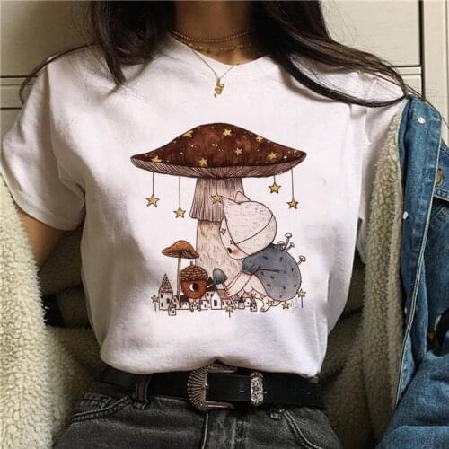 Mushrooms Funny Printed Tshirt Women T Shirts Oversized Summer T Shirt Women Short Sleeve T-shirt Female Streetwear y2k tops