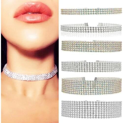 Crystal Necklace Full Diamond Necklace Fashion Simple Micro-inlaid Necklace Hershey Necklace Neckband Banquet Luxury Necklace