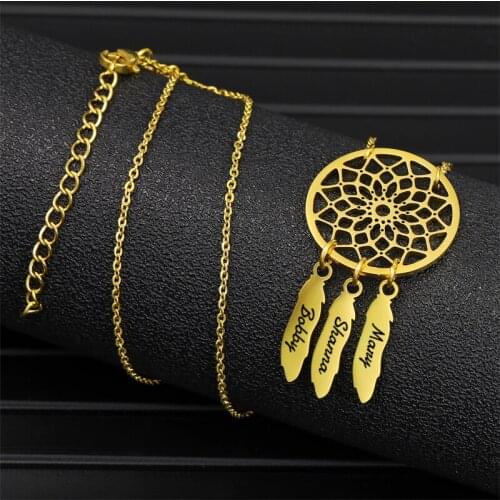 Customized Dreamcatcher necklaces nameplate Personalized custom name necklace for women Hollow pendant Stainless steel Jewelry