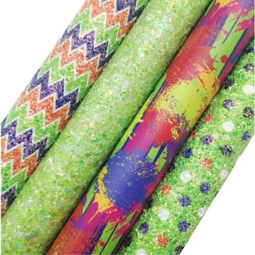 Polka Dots Printed Glitter leather, Arrow Glitter Printed Synthetic Faux Leather Sheets For Bows DIY 21x29CM KM771