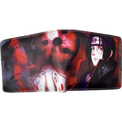 Kakashi Sasuke Black Leaf Village Konoha Ninja Wallets Cute Cartoon Comics Purse Student Game Wallet Credit Card Holder