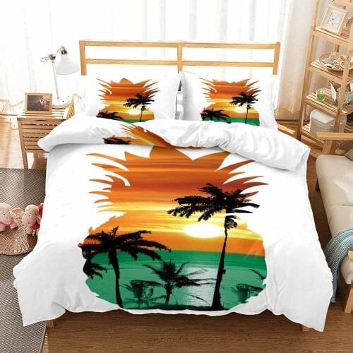 2/3 Pieces Pineapple Pattern Bedding Sets 3D Print Sunset Sunrise Duvet Cover Landscape Bed Quilt Cover Home Decor Cover Set
