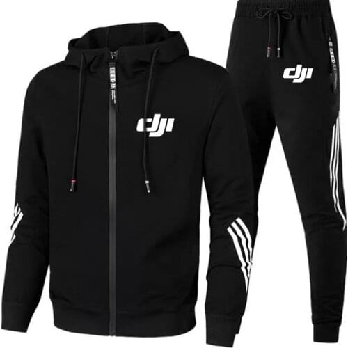 Spring Autumn Mens Dji Mavic Pilot Print 2 Pieces Sets Tracksuit Hooded Sweatshirt+pants Pullover Hoodie Sportwear Suit Clothes