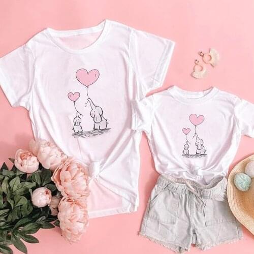 Boys and Girls Summer Kids Clothes New Harajuku Disney Dumbo Elephant Printing Adult Unisex T-shirt Family Matching Clothes