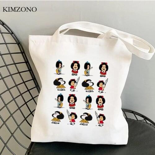Mafalda shopping bag canvas shopper cotton reusable bag net string cloth ecobag sacolas