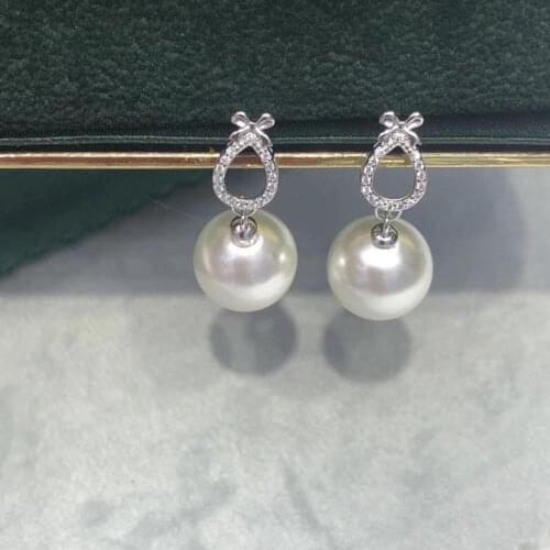 Cute Bow 925 Sterling Silver Earrings Findings Settings Base Mountings Parts Mounts for Pearls Agate Coral Beads Stones Crystal