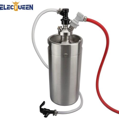 3.6L mini beer keg growler with Mini Keg Tap Dispenser & ball lock Quick Disconnects for Draft Beer Homebrew Good For Picnic