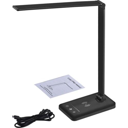 5V Multifunctional LED Desk Lamp with Wireless Charger, USB Charging Port, 5 Lighting Modes,5 Brightness Levels, Sensitive Con