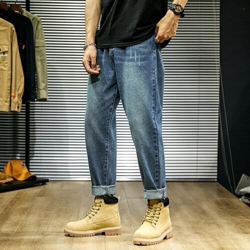Fashion Japanese Denim Jeans Mens Brand Straight Casual Pants Nostalgic Retro Long Pants Slim Mens Pants Plus Size