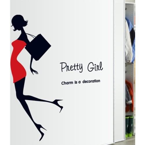 Creative Fashion girl wall stickers high heels bedroom background living room Art Decals PVC Wallpaper Home decoration sticker