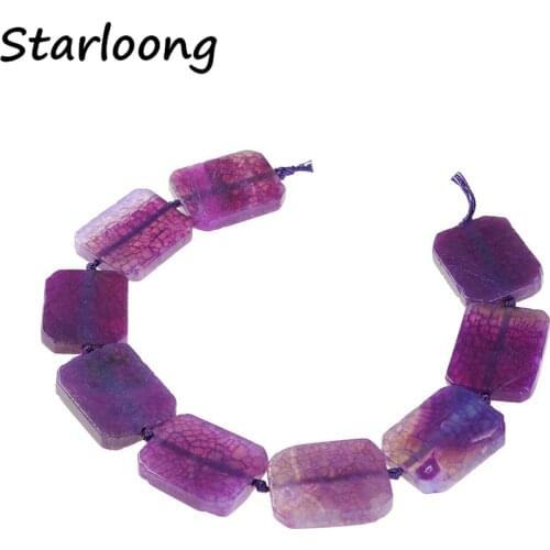 Natural Stone Cuboid Cracks Agates Stripe Druzy Loose Beads Gems Stone Spacer Strand Beads for DIY Jewelry Making Necklace 15.5"