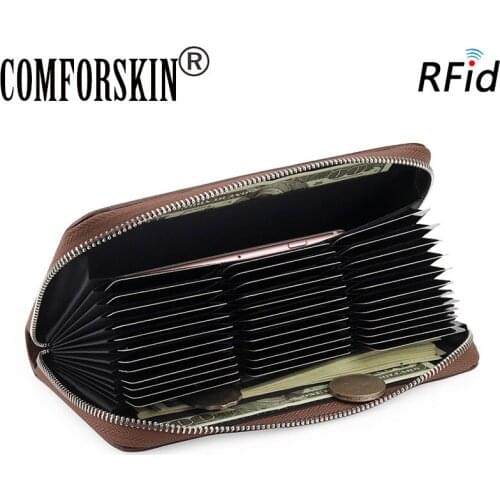 COMFORSKIN New Arrivals High Quality RFID Protection Wallets Large Capacity Card Wallet Long Milt-card Women Wallets Hot Sales
