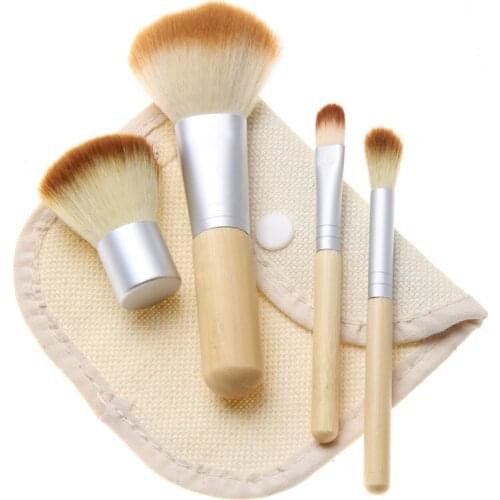 OEM Professional Manufacturing Low MOQ 4PCS Bamboo Eyeshadow makeup Brush Set Makeup Brushes Beauty Makeup brushes Maquillaje