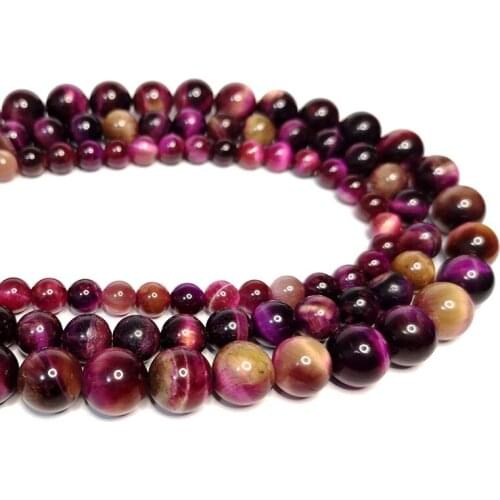 Wholesale Rose Black Tiger Eye Stone Beads Loose Natural Round Spacer Beads For Jewelry Making DIY Bracelet 6 8 10 MM