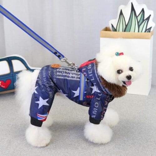 Pet Autumn Winter Dog Thickened Four-legged Down Jacket With Traction Rope Super Warm Jackets Thicker Cotton Coats