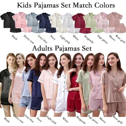 Pyjamas Set Adults Size Satin Pajamas Set Kids Size Many Colours Option Women Pajama Suit Pjs Set