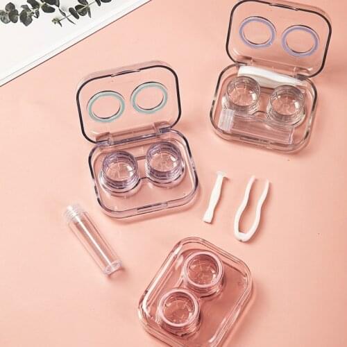 Portable Mini Contact Lens Case Without Screwing The Lid Contact Lens Case Simple Transparent Companion Box Cosmetic Double Box