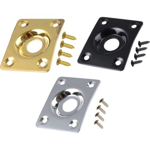 Rectangular Jack Plate Socket For Les Paul Tele Style Electric Guitar Chrome Black Gold With Screws Hole Distances 27 19.5mm
