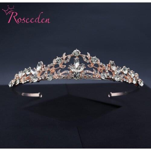 Romantic Sweet Crystal Rhinestones Bridal Tiara Crown Women Prom Hair Ornaments Wedding Hair Jewelry Accessories RE3710
