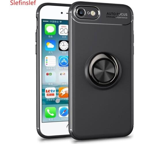 Luxury Stand Armor Phone Holder Case For iPhone 7 8 6 6S Plus X S XS magnetic car soft ShockProof Back Cover for iphone 5 5S SE