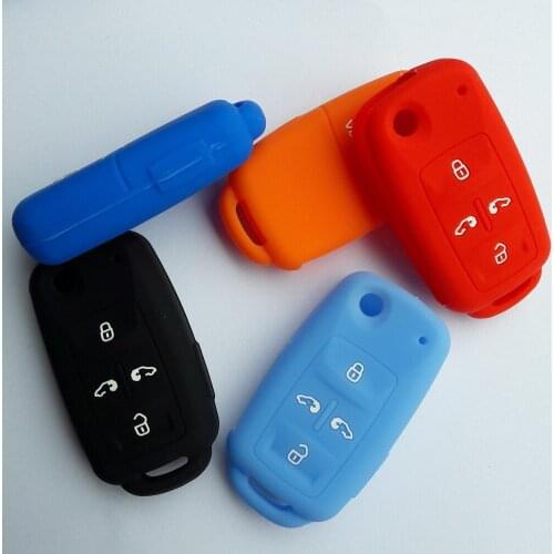 RUNFA AUTO Funda Skin Silicon LLAVE Key Case For Volkswagen VW Sharan Multivan T5 MVP 4+Panic 5 Button Flip Folding Key FOB