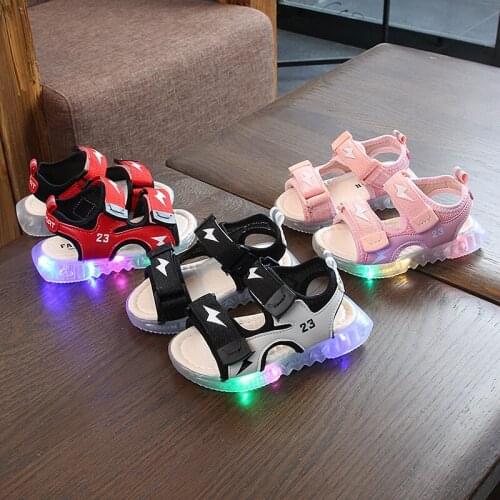 21-30 size toddler sandals girls shoes 2021 summer new led light non-slip children sandals