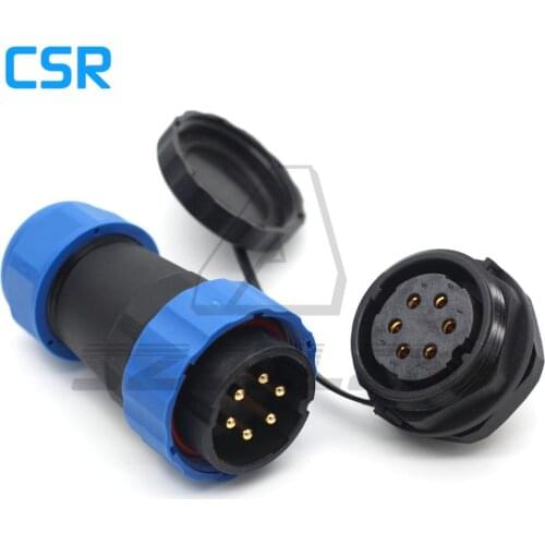 SD28TP-ZM, 6 pin Waterproof Connectors Cable Plug and Socket ,IP67, Industrial Equipment panel mount Connector