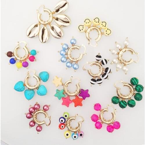 Серьги ассиметричные coral drop earrings for women 2020 shell women evil eye smile face rainbow beads heart charms hoop earring