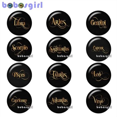 Constellation Zodiac glass snap button jewelry DIY Round photo cabochons flat back ZM1966
