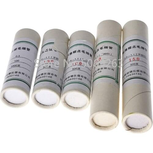 1000pcs/box DIA0.1mm to 0.5mm Glass Melting Point Capillary Tube Spotting Capillary Pipette Length 100mm or 200mm Both Open Ends