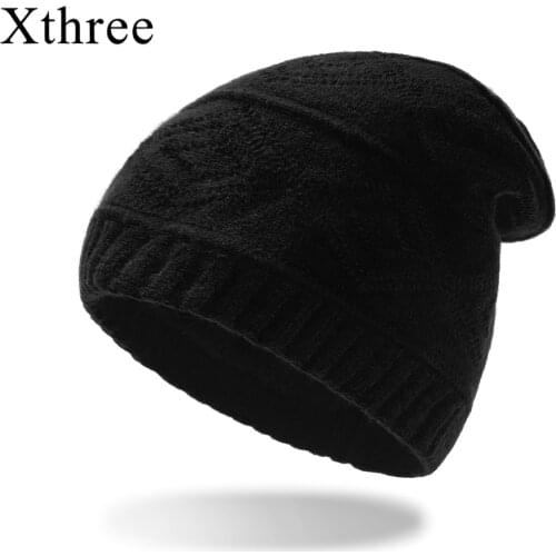 Xthree Beanies Hat for Mens Hat Knitted Skullies With Lining Wool Male Gorras Bonnet Winter Hats For Men Beanies Hats