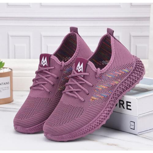 Women Sneakers Sock Shoes Women Mesh Breathable Mesh Mother Running Shoes 2021 Tenis Feminino Rainbow Sole Casual Round Toe