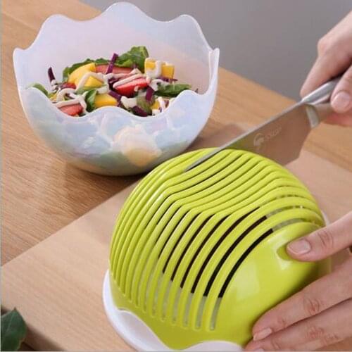 1PC Salad Cutter Bowl Easy Salad Maker Tools Fruit Vegetable Chopper Kitchen Tool Gadgets Cutter kitchen Accessories 580g