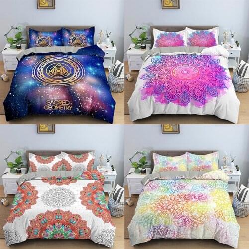 2/3Pcs Bohemian Bedding Set Queen Size Mandala Print Luxury Duvet Cover Set Twin/Queen/King Size Bed Room For Kids Bedding