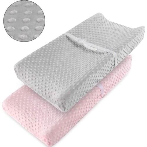 2 Pcs Soft Reusable Changing Pad Cover Minky Dot Foldable Travel Baby Breathable Diaper Pad Sheets Cover