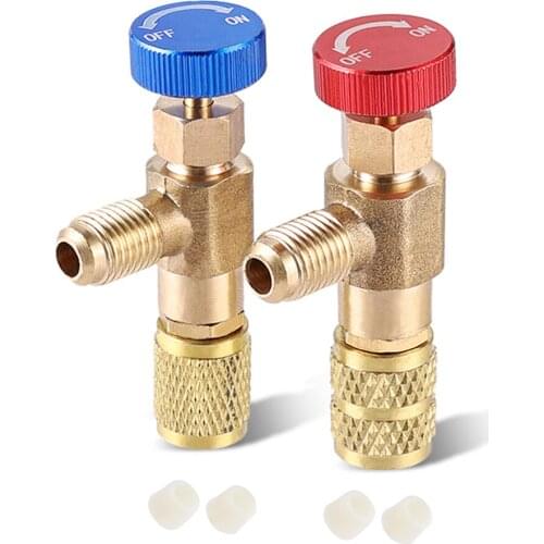 2pcs Refrigeration Charging Air Conditioning Adapter For R410 R22 1/4" Liquid Safety Valve Hose R22 Copper Adapter Metric