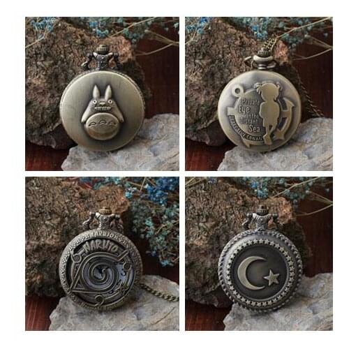 Animation cartoon totoro Ninja conan stars of the moon quartz bronze pendant Necklace pocket watches gift
