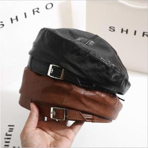Beret Female Summer Pu Leather Net Red Ins British Retro Wild Painter Hat Temperament Leather Hat