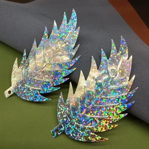 LNHOME 50pcs 90*46mm Laser Silver Large Leaf Sequins For Crafts Sewing DIY Garment Accessories