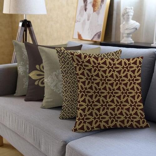 Fuwatacchi Pure Linen Cushion Cover Geometric Pattern Decorative Throw Pillowcases for Home Chair Sofa Decorations Pillows Cover