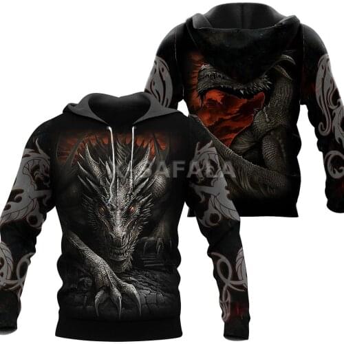 Evil Fire Dragon 3D Print Black Viking Hoodie Pullover Sweatshirt Man Women Harajuku Outwear Casual Unisex Zip Jacket Tracksuit