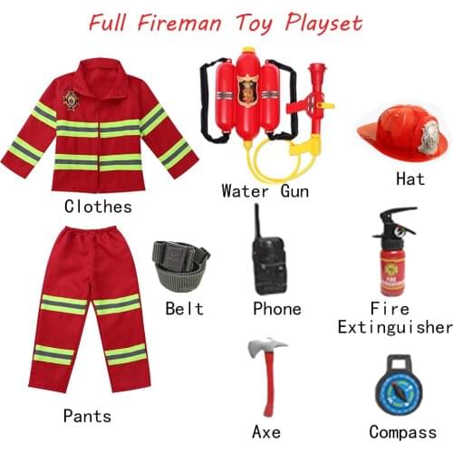 Childrens Day Fireman Police Uniform Fire Truck Car Kids Firefighter Cosplay Baby Girl Boy Halloween Costume Fancy Toys Stage