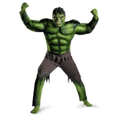 2017 Factory price New Hulk With Muscle Green Giant Costume Hood Holloween Cosplay Costume For Kids S M L