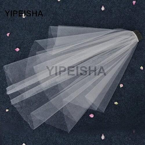 Star Yarn Veil Shiny Sparkling Glitter Veil Medium-long Bridal Veil Double Layer Wedding Bridal Shawl with Comb