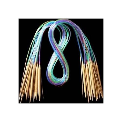 Hot Fashion 18 pieces Circular bamboo with colorful plastic cording Knitting Needles knitting tools for yarn