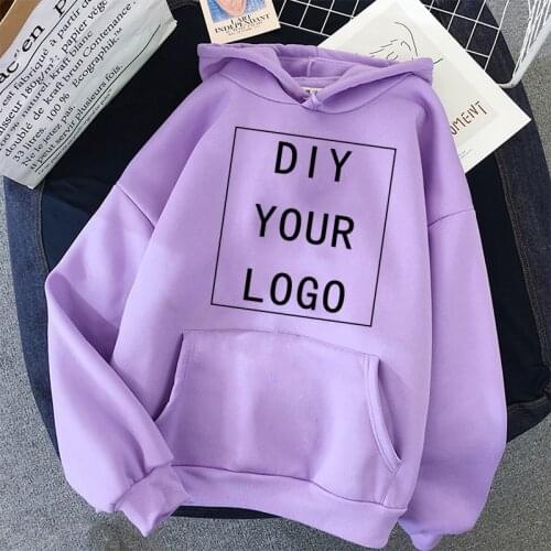 DIY YOUR LOGO Hoodie Accept Customzed Print any style Hooded Student Casual Sweatshirt Harajuku Oversized Women Streetwear