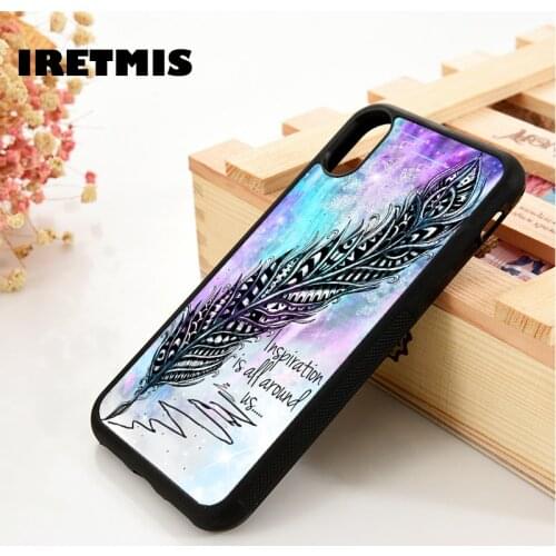 Iretmis 5 5S SE 6 6S phone case cover for iPhone 7 8 plus X Xs 11 Pro Max XR Feather inspiring life writers novel poet quote