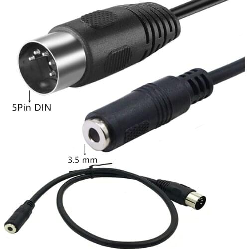 DIN to 3.5mm Cable, 5 Pin DIN Plug Male to 3.5MM Female Stereo Jack Adapter Input Cable for Connecting a CD Player, VCR, DVD