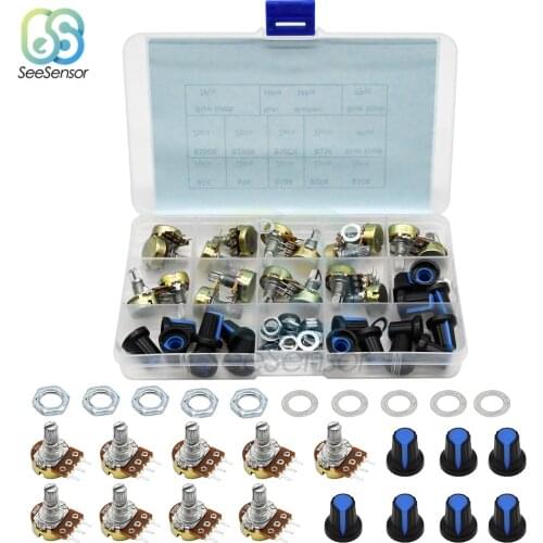 WH148 Linear Rotary Taper Potentiometer Kit With Nuts And Washers 3pin WH148 B1K B5K B10K B20K B50K B100K B250K B500K B1M