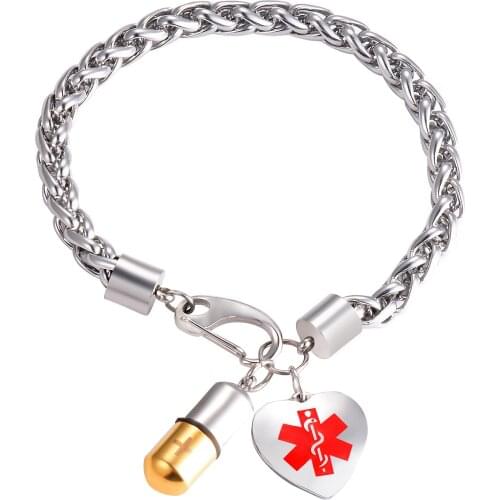 Stainless Steel Fashion Bracelet Medical Alert Bracelet Jewelry Type 2 Diabetes ID Bracelet For Men Women